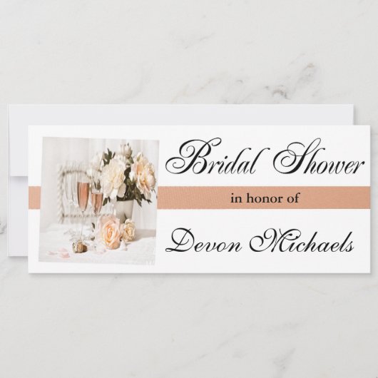 Bloemen en champagne Bridal Shower-uitnodigingen Kaart (Voorkant)