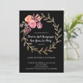 Bloemen en champagne - nieuwjaarsfeest kaart (Staand voorkant)