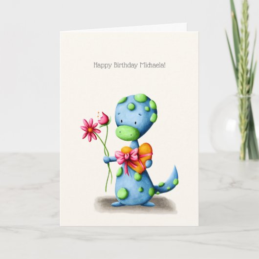 Bloemen en chocolade hagedis - Aangepaste verjaard Kaart (Voorkant)