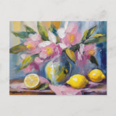 Bloemen en citroenen Modern Stilleven Briefkaart (Voorkant)