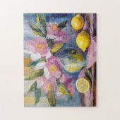 Bloemen en citroenen Modern Stilleven Legpuzzel (Verticaal)