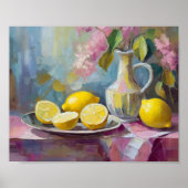 Bloemen en citroenen Modern Stilleven Poster (Voorkant)