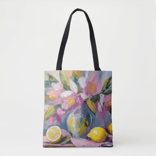 Bloemen en citroenen Modern Stilleven Tote Bag (Voorkant)