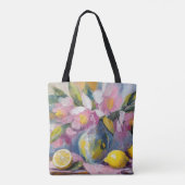 Bloemen en citroenen Modern Stilleven Tote Bag (Achterkant)