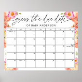 Bloemen en Citrus Baby shower Vervaldatum Guess Ga Poster (Voorkant)