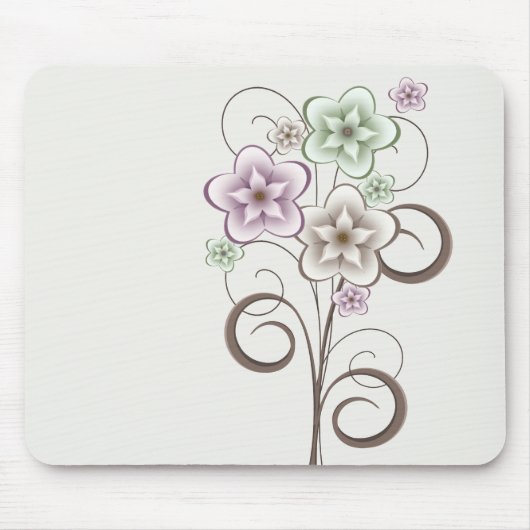 Bloemen en Curls Mousepad Muismat (Voorkant)