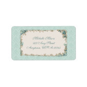 Bloemen en Damask Gepersonaliseerd Etiket (Voorkant)