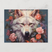 Bloemen en de wolf briefkaart (Voorkant)