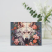 Bloemen en de wolf briefkaart (Staand voorkant)