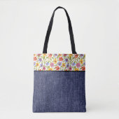  bloemen en denim tote bag (Voorkant)