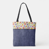  bloemen en denim tote bag (Achterkant)