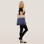 bloemen en denim tote bag (Op model)