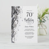 Bloemen en Diamanten 70e Verjaardagsfeestje Kaart (Staand voorkant)