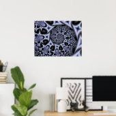 Bloemen en diamanten monochroom poster (Thuiskantoor)