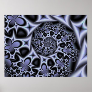 Bloemen en diamanten monochroom poster