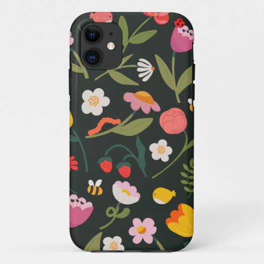 Bloemen en dieren. iPhone hoesje ontwerp (Achterkant)