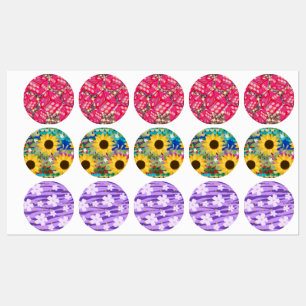 Bloemen en dobbelstenen labels