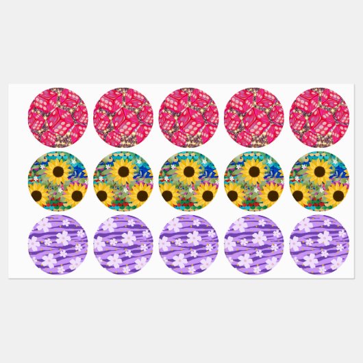 Bloemen en dobbelstenen labels (Vel)