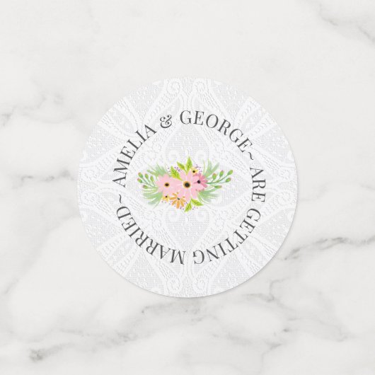 Bloemen en Doily Confetti (Kleine voorkant)