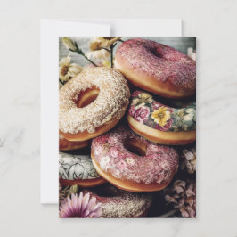 Bloemen en donuts briefkaart