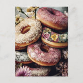 Bloemen en donuts briefkaart (Voorkant)