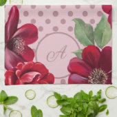 Bloemen en Dot Monogram Keukenhanddoek (Gevouwen)