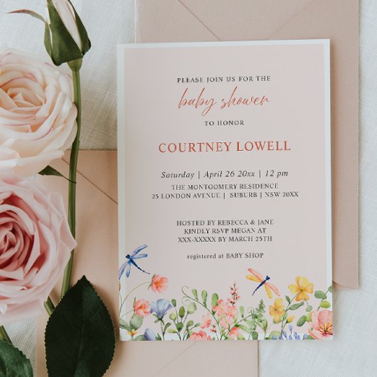 Bloemen en Dragonflies Boho Garden Baby shower Kaart