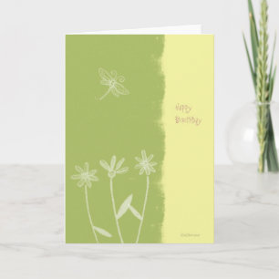Bloemen en Dragonfly Verjaardag Kaart