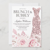 Bloemen en dress-Vrijgezellenfeest Brunch & Bubble Kaart (Voorkant)