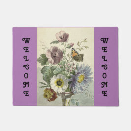 Bloemen en drijfmat van de deur deurmat