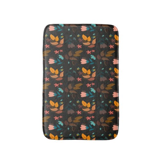 Bloemen en droog bladeren badmat (Voorkant Verticaal)