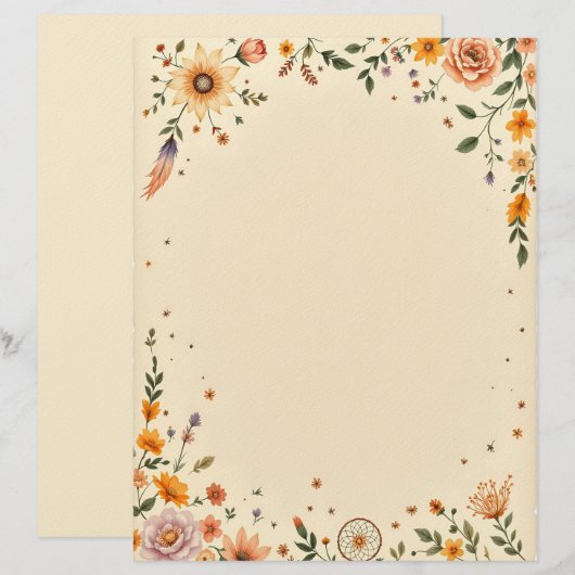 Bloemen en Droomvanger Briefpapier Briefhoofd (Voorkant / Achterkant)