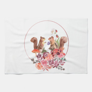 Bloemen en eekhoorntjes handdoeken