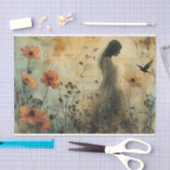 Bloemen en een jonge vrouw tissuepapier (Craft)