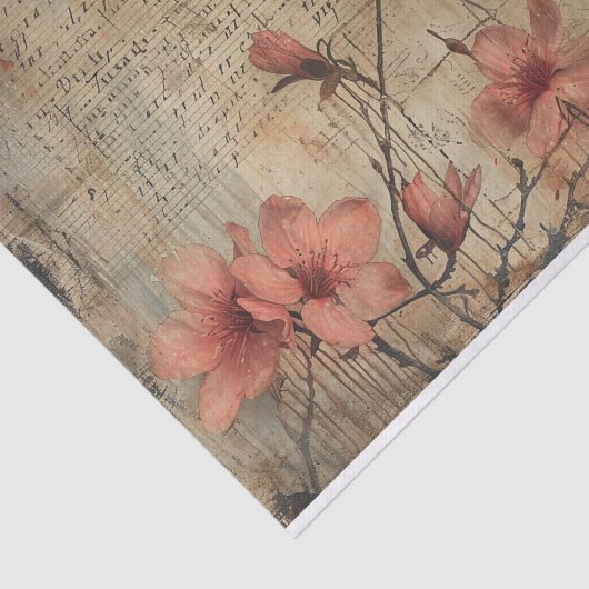 Bloemen en een jonge vrouw tissuepapier (Detail)