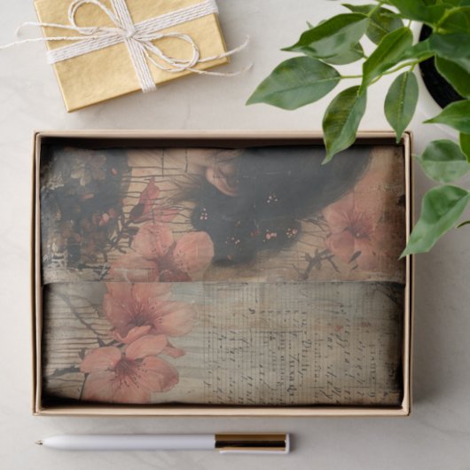 Bloemen en een jonge vrouw tissuepapier (Geschenk)