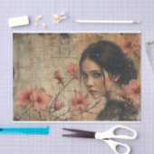 Bloemen en een jonge vrouw tissuepapier (Craft)