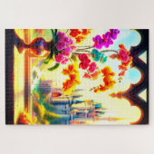 Bloemen en een kasteel legpuzzel (Horizontaal)