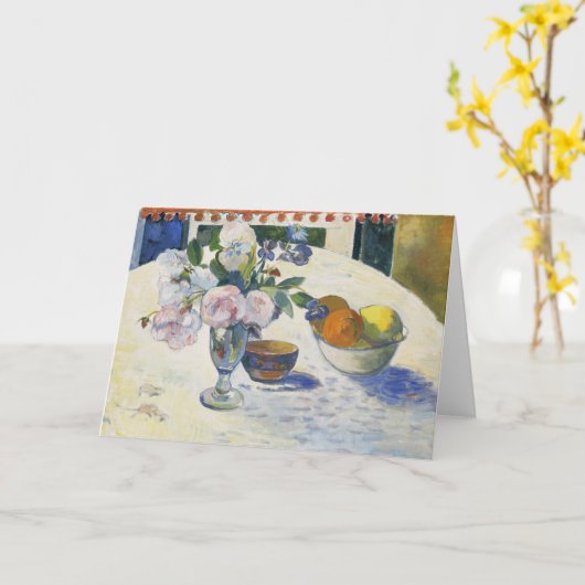 Bloemen en een schaal fruit | Paul Gauguin Kaart (Gele Bloem)