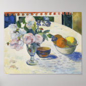 Bloemen en een schaal fruit | Paul Gauguin Poster (Voorkant)