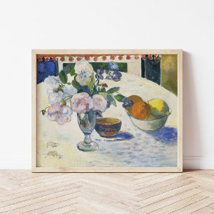 Bloemen en een schaal fruit Paul Gauguin Poster