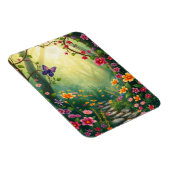 Bloemen en een vlinder in een betoverd regenwoud magneet (Rechterzijde)