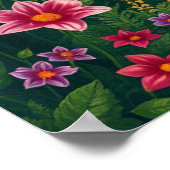 Bloemen en een vlinder in een betoverd regenwoud poster (Hoek)