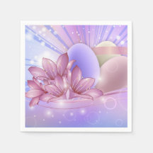 Bloemen en eieren op een kleurrijke pastel achterg