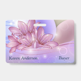 Bloemen en eieren op een kleurrijke pastelachtergr badge