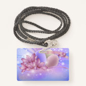 Bloemen en eieren op een kleurrijke pastelachtergr badge (Achterkant met draagriem)