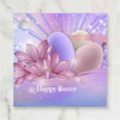 Bloemen en eieren op een kleurrijke pastelachtergr bedankjes labels (Voorkant)