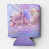 Bloemen en eieren op een kleurrijke pastelachtergr blikjeskoeler (Achterkant)