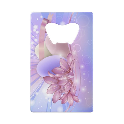 Bloemen en eieren op een kleurrijke pastelachtergr creditkaart flessenopener (Achterkant)