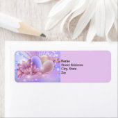 Bloemen en eieren op een kleurrijke pastelachtergr etiket (Insitu)